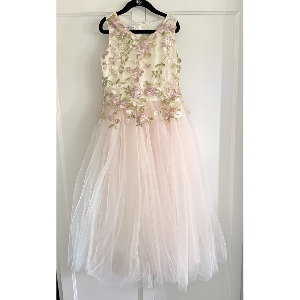 NEW Chasing Fireflies Cream & Pink Embroidered Floral Tulle Dress Size 8 Fairy